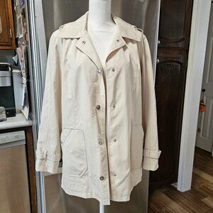 Vintage Gallery Women's Long Sleeve Raincoat with Removable Hood Beige, Large